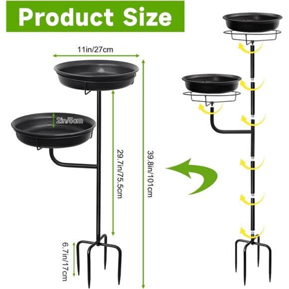 Freestanding Birdbaths Bowl Outdoor, Standing Garden Bird Bath Bird Feeder - Picture 3 of 7